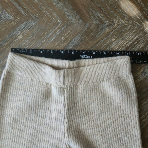 White Fox Ribbed Knit Lounge Pants XS Beige Cream Cozy Soft Stretch - Picture 6 of 7